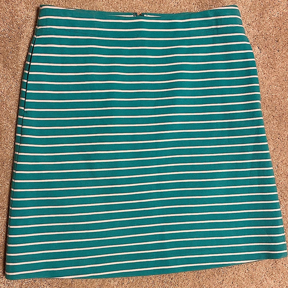 Talbots aqua blue and white stripe skirt size 6P